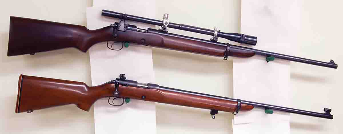 The Model 52 (top) is the first speed lock with the Laudensack stock, made in 1932. Also shown is the Model 52B (bottom) made in 1939.